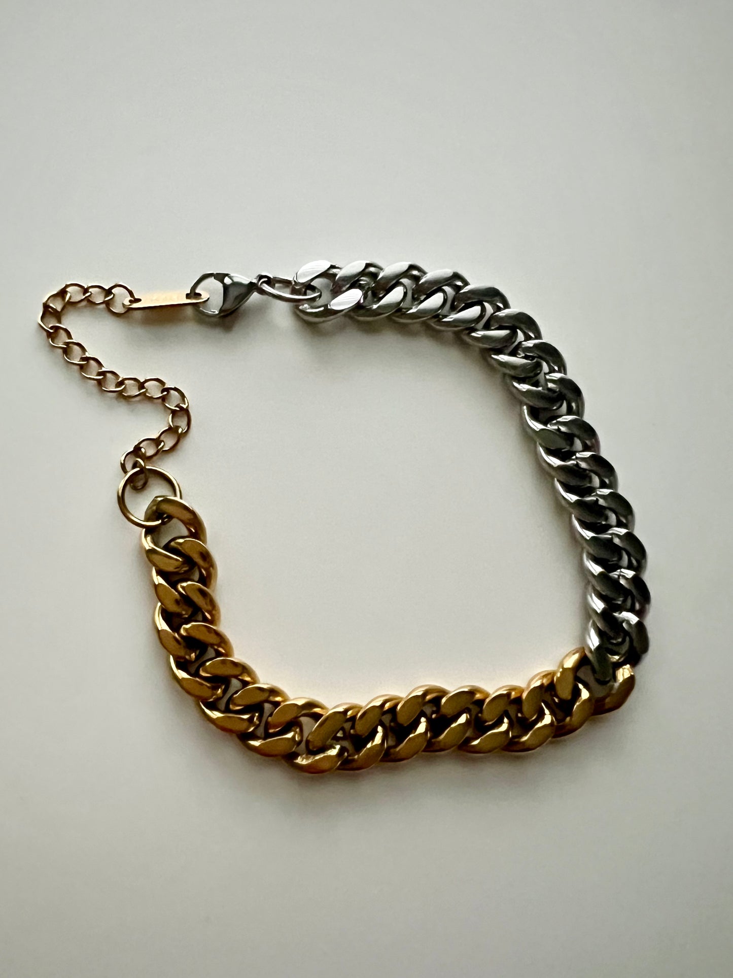 Mixed Metal Cuban Bracelet